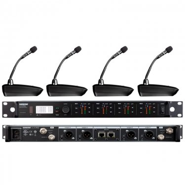 Shure ULXD84Q/MX405L 舒尔一拖四无线数字会议鹅颈话筒 四通道无线数字鹅颈话筒 一