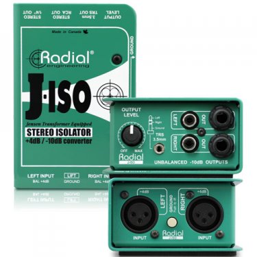 Radial,J-Iso,立体声非专业设备DI直插盒,转换器,立体声线路隔离变压器,DI盒,无源隔