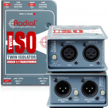 Radial,Twin-Iso,双通道线路信号高端隔离变压器DI直插盒,线路电平隔离器,立体声线