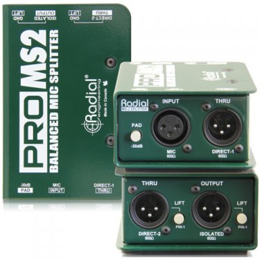 Radial,ProMS2,单通道一进三出高性能无源话筒分配器,话筒信号分配器,麦克风分配