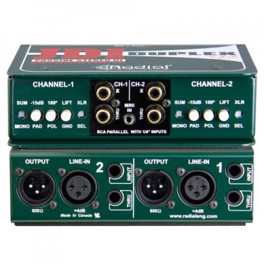 Radial,JDI Duplex,立体声无源DI盒,DI盒,隔离变压器,嗡嗡声消除,消噪器,电流声消除器