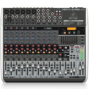 百灵达 Behringer QX1832USB 模拟调音台 USB声卡调音台 直播K歌调音台