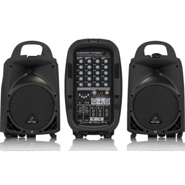 百灵达 Behringer PPA500BT 便携式扩音套餐调音台麦克风两个音箱 有源扬声器 有源