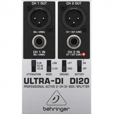 百灵达 Behringer DI20 DI盒 有源2路DI盒 线路信号转平衡乐器 di盒 非平衡信号转平衡