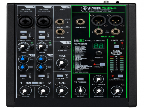 RunningMan ProFX6v3 6通道4总线调音台带USB和效果器
